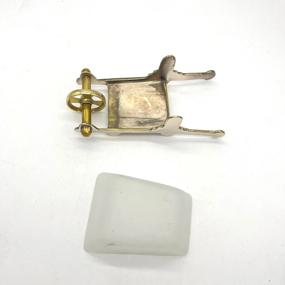Vintage Frosted Glass & Mixed Metal Miniature Wheelbarrow Trinket Dish Decor‎